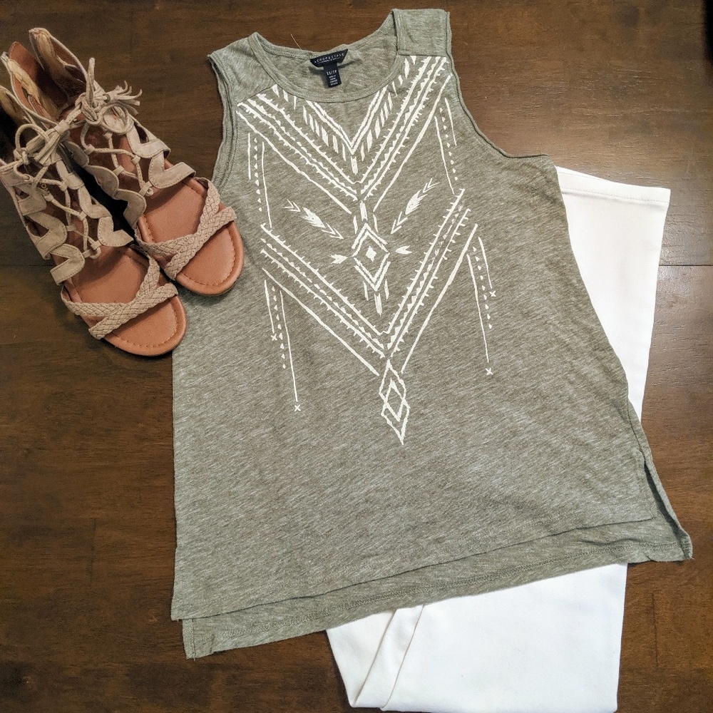 Tribal Print Green Tank Size Extra Small